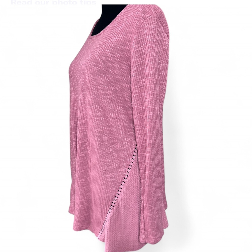 STYLE & CO Pink Textured Long Sleeve Tunic With Cut Out Detail L Exellent Cond - Picture 2 of 7
